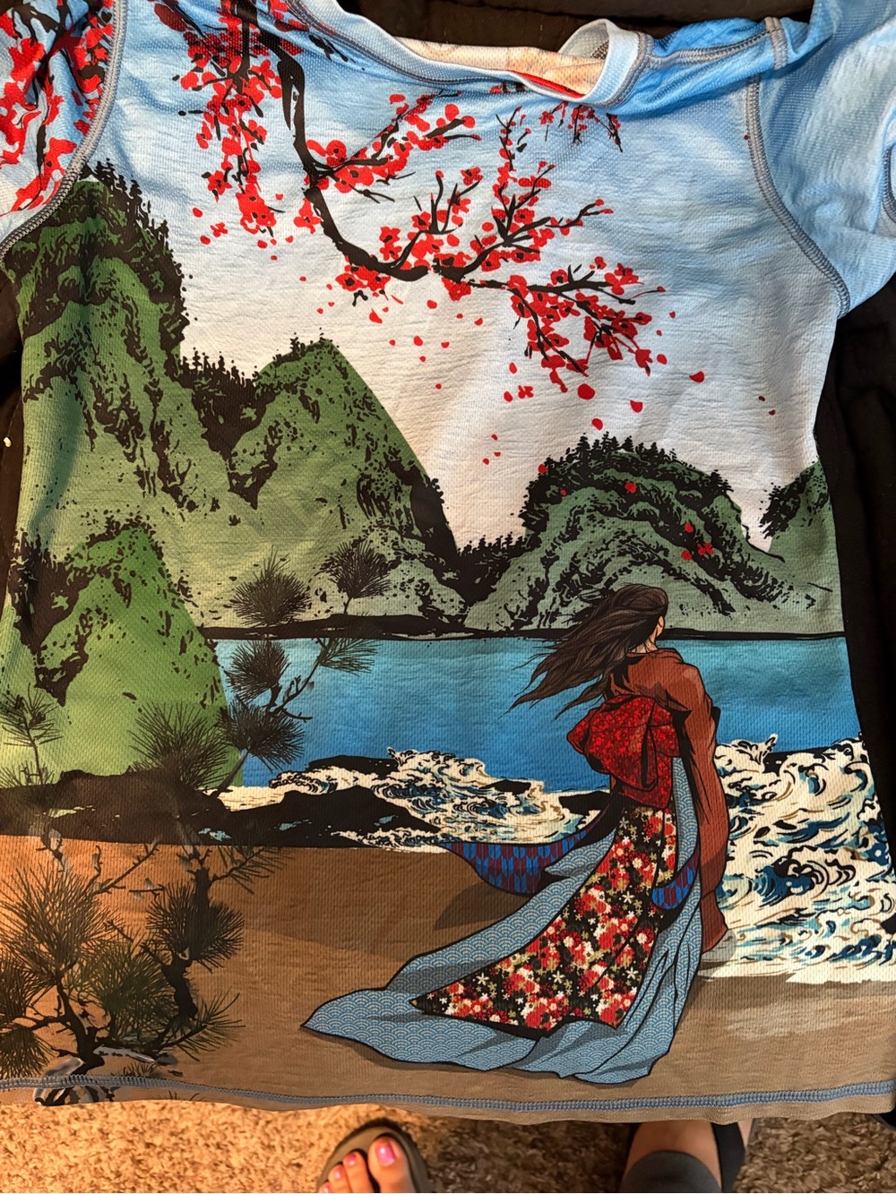 INKnBURN Women's Short-Sleeve Tee - Blue with Multicolor Samurai Print - Picture 3 of 3
